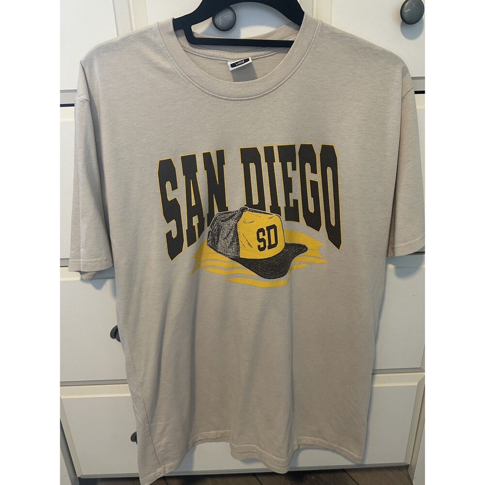 Where I'm From San Diego Tour Tee Shirt Cream TriBlend Graphic  SD Padre Hat Lrg